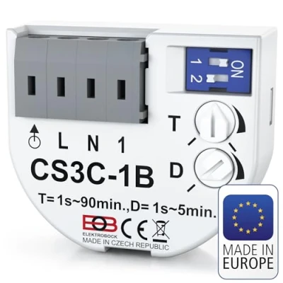 Afbeelding van ELEKTROBOCK CS3C 1B tijdrelais nalooprelais 230 V met steekklemmen vertraging inschakelen voor ventilator en verlichting inbouw