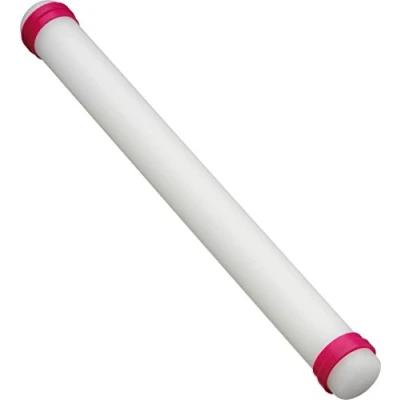 Afbeelding van Kaiser Inspiration uitrolstaaf fondant, 45 cm, groot, glad oppervlak, 2 geleidingsringen, maximale uitrolbreedte