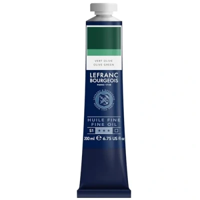 Afbeelding van Lefranc Bourgeois 301837 Fijne olieverf van uitstekende kwaliteit, lichtecht met een gelijkmatige consistentie, tube 200 ml, ideaal voor spieraammen, canvas, schilderbord olijfgroen