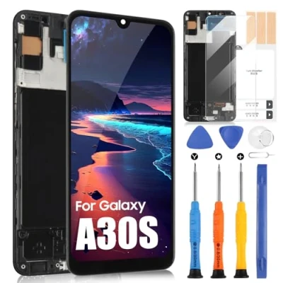 Afbeelding van LCD display voor Samsung Galaxy A30S A307F A307FN touchscreen SM Digitizer Assembly met reparatiegereedschapsset (6,4 inch, zwart frame)