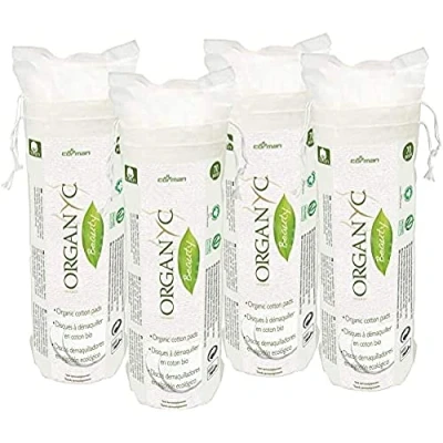 Afbeelding van Organyc wattenpads van 100% biologisch katoen in afbreekbare verpakking, 4 pack (4 x 70 stuks)