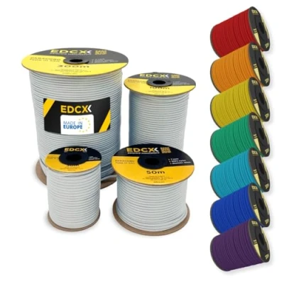 Afbeelding van EDCX 4mm Nylon Paracord 550 100m (330 voet) Type III, 100% Touw, 7 Strand Touw in Effen Kleuren (White, 100 m)