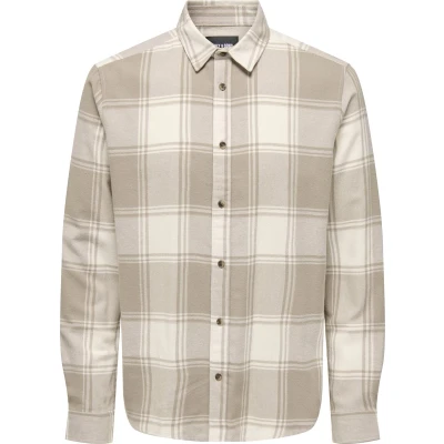 Afbeelding van Only &amp; Sons Gudmund Checked NOOS Overhemd, Heren, Maat: XXL, Beige