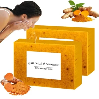 Afbeelding van Kojic Acid Soap Original, Turmeric Soap, Organic Bar, Brightening Lemon &amp; Smooth Skin, Fades Freckles, Nourishing for Face Body (2PCS)