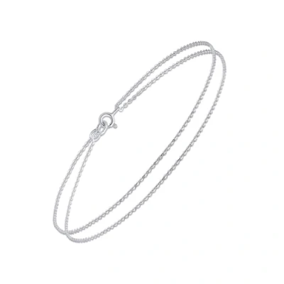 Afbeelding van Amberta Italiaanse Enkelband van Sterling Zilver voor Dames 925 Verstelbare Enkelbandjes met Kralen en Hartje Zomer Sieraden: Gelaagde Ketting