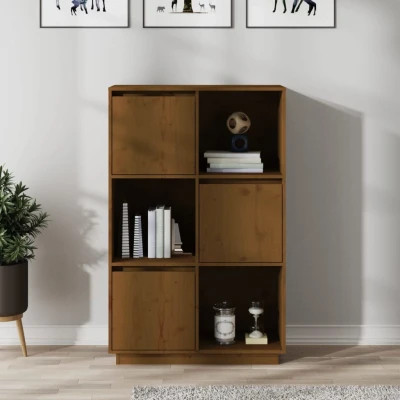 Afbeelding van Hoge kast 74x35x117 cm massief grenenhout honingbruin