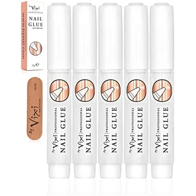 Afbeelding van By Vixi 2g x5 EXTRA STERKE NAGELLIJM met en GRATIS VOORBEREIDINGSBESTAND Doorzichtige, Onmiddellijk Drogende Kleefstof, Professionele Salonkwaliteit
