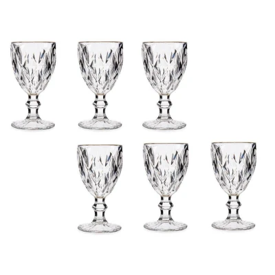 Afbeelding van Vivalto Wijnglazen 6x kristal look gouden rand 254 ml