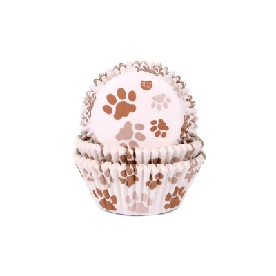 Afbeelding van Cupcake Cups HoM Pootafdruk Bruin 50x33mm. 50st.
