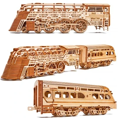 Afbeelding van Wood Trick Modelbouw 3D houten puzzels ‘Atlantic Express’ trein (WDTK029) 636 stuks Geen lijm noch verf nodig