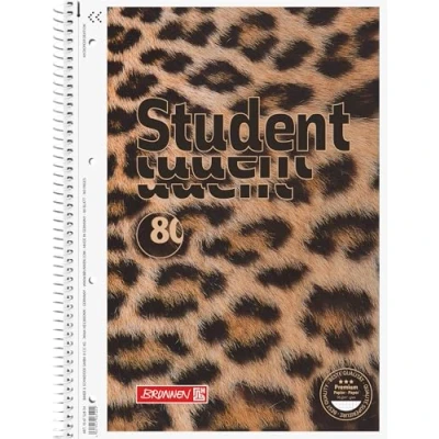 Afbeelding van BRUNNEN Collegeblok Premium Student &quot;Leopard&quot; A4, liniatuur 28, 80 vellen, bruin/zwart