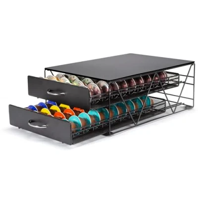 Afbeelding van SYSYLY espresso capsulehouder met lades Koffiecuphouder Opbergbox geschikt voor Tchibo Cafissimo,Nespresso Vertuo,Dolce Gusto