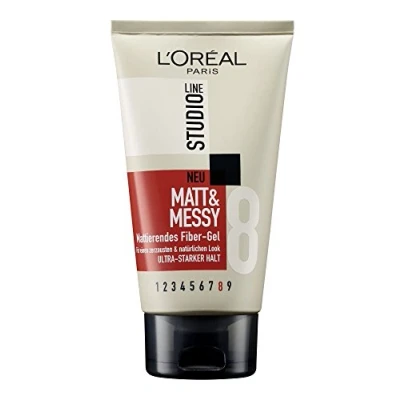 Afbeelding van L&#039;Oréal Paris Studio Line Haargel met mateffect, ultra sterke grip, uitwasbaar, mat &amp; messy matte fiber gel, 6 x 150 ml