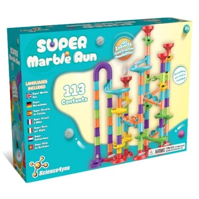 Afbeelding van Science4you Super Marble Run Knikker Spelen voor Kinderen, 113 Stuks en Knikkers inbegrepen, Educatief Stamspeelgoed 3+ jarigen, Cadeau Jongens Meisjes