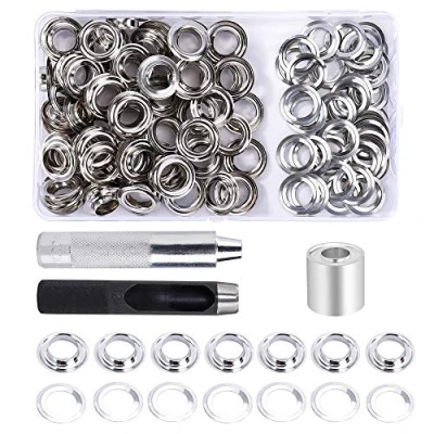 Afbeelding van Oog gereedschapsset, 12 mm, ogen, grommet, sluitringen met installatiegereedschap, metalen ogen voor zeilen, tassen, kleding, 100 stuks
