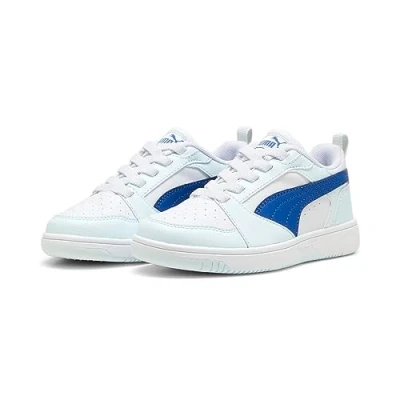 Afbeelding van Puma Rebound V6 Unisex Sneakers laag voor kinderen, Maat: 29, White/cobalt glaze/dewdrop Hoogwaardig imitatieleer