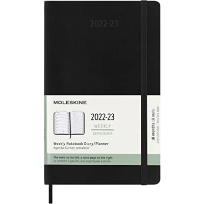 Afbeelding van Moleskine 8056598851106 Weekplanner Voor 18 Maanden, Dagboek 2022/2023, Zachte Kaft En Elastische Sluiting, Maat Groot 13 X 21 Cm, Kleur: Zwart