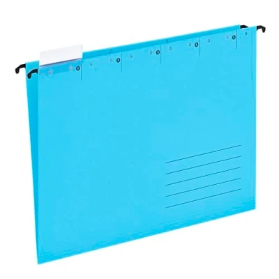 Afbeelding van 25 x blauwe hangmappen voor A4, hangmappen, opzij open, incl. tabbladen