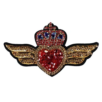 Afbeelding van Kroon Hart met Vleugels Kralen Diamant Patches Pailletten Borduurwerk Applique Mini Badges voor Broches Naaien 2 stuks