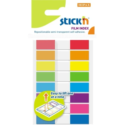 Afbeelding van Stick&#039;n Smalle Index tabs 45x8mm, 8x neon transparant assorti kleuren, 160 sticky