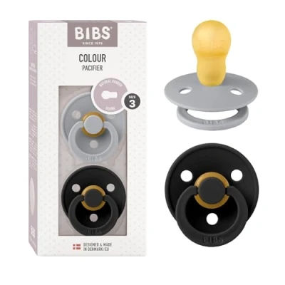 Afbeelding van BIBS Colour Speen verpakking van 2 stuks. BPA vrij, Ronde speen. Natuurlijk rubberlatex, Maat 3 (18+ maanden), Cloud/Black