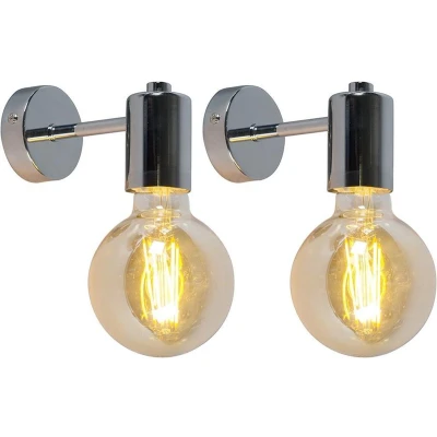 Afbeelding van QAZQA Set van 2 moderne wandlampen chroom Facil