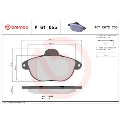 Afbeelding van Brembo Remblokset P 61 055