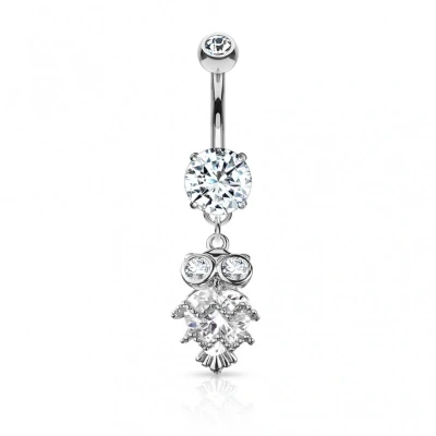 Afbeelding van Navelpiercing glitter uiltje hanger