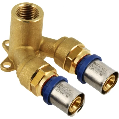 Afbeelding van BONFIX Alu pers messing perskoppeling dubbele muurplaat 20 x 1/2
