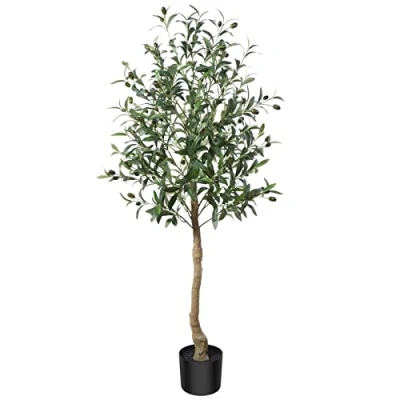 Afbeelding van CROSOFMI Kunstmatige Olijfboomplant 120 cm Perfecte Kunstplanten in Pot voor Binnen Buiten Huis Thuis Kantoor Tuin Moderne Decoratie Housewarming 1 Stuks