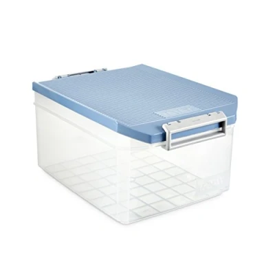 Afbeelding van TATAY Opbergdoos met deksel, 14L capaciteit, handgrepen, polypropyleen, BPA vrij, blauw. Afmeting 27 x 39 19 cm
