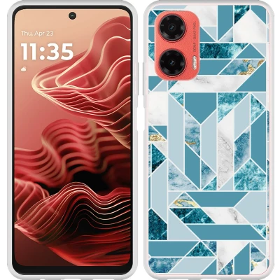 Afbeelding van Cazy Hoesje geschikt voor Motorola Moto G35 Siliconen Blauw Marmer Patroon