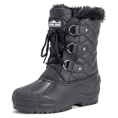 Afbeelding van Polar Dames Korte sneeuw Winter Tactische berg Waterdichte wandelaar Halfhoge wandelschoen Zwart leer UK5 / EU38 YC0368