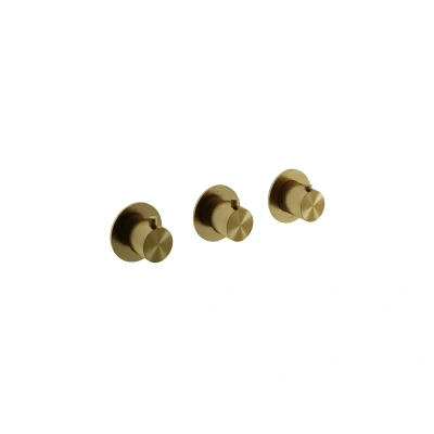 Afbeelding van HotBath Archie Afbouwdeel douche thermostaat met 2 stopkranen Geborsteld Messing PVD AR7067EXTBBP
