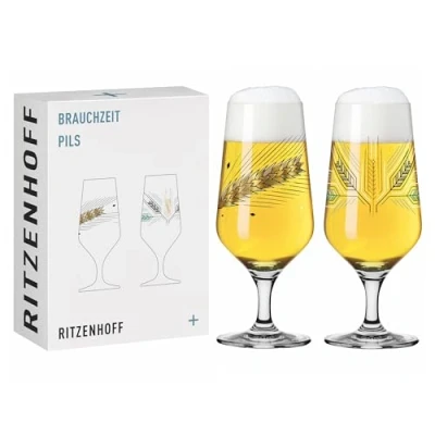 Afbeelding van Bierglas 300 ml set van 2 Serie gebruikstijd, motief nr. 3 gerst, meerkleurig