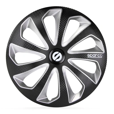 Afbeelding van Sparco 4 Delige Wieldoppenset Sicilia 16 inch zwart/zilver/carbon