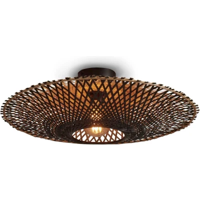 Afbeelding van Good&amp;Mojo Plafonniere Kalimantan Bamboe Medium Zwart Naturel 60x60x15cm