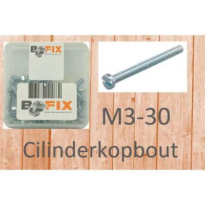 Afbeelding van Bofix Cilinderkopbout M3x30 verzinkt (50st)