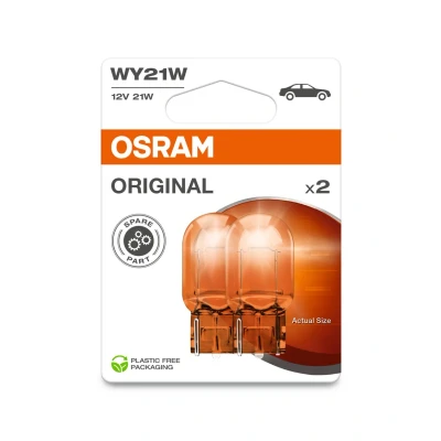 Afbeelding van OSRAM ORIGINAL 12V, WY21W, 7504 02B, glazen wigbasis, halogeen signaallamp, dubbele blister (2 lampen)