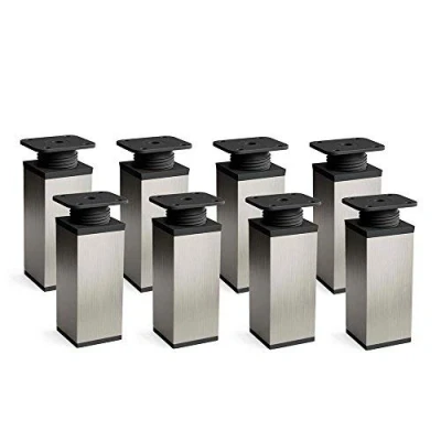 Afbeelding van sossai® design meubelpoten MFV1 set van 8 in hoogte verstelbaar Vierkant profiel: 40 x mm Kleur: inox Hoogte: 120 (+ 20 mm) Inclusief hoogwaardige houtschroeven