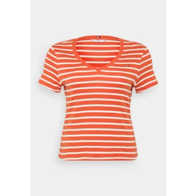 Afbeelding van Tommy Hilfiger Curve SLIM CODY Tshirt print, Dames, Maat: 46, Orange/ecru