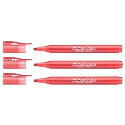 Afbeelding van Faber Castell Markeerstift, 38, afgeschuinde punt, 1 4 mm, rood, 3 stuks