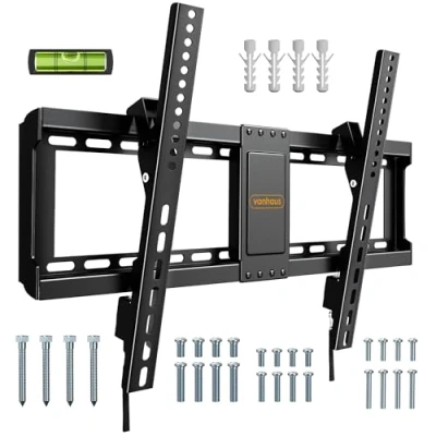 Afbeelding van VonHaus 32 65&quot; Ultra Slim tv muurbeugel kantelbaar met ingebouwde waterpas voor LED, LCD, 3D, Curved, Plasma, flatscreen belastbaar tot 75 kg VESA 600x400