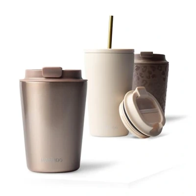 Afbeelding van MAMEIDO Thermosbeker 350ml Rosé Quartz Koffiemok gemaakt van roestvrij staal dubbelwandig geïsoleerd, lekvrij Coffee to go Mok