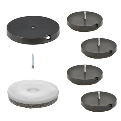 Afbeelding van WAGNER QuickClick® Viltglijders Meubelglijders I Set van 4 om vast te schroeven 4x voet+schroef+glijderinzetstuk verwisselbaar wolvilt ULTRASOFT Ø 50 mm Made in Germany 15808800