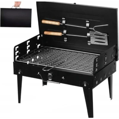 Afbeelding van Opvouwbare Barbecue Houtskool BBQ Draagbare Mini Grill Camping incl. Accessoires Zwart