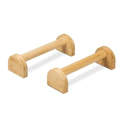 Afbeelding van Relaxdays opdruksteunen 2 stuks 10 x 12 36 cm bamboe push up bars