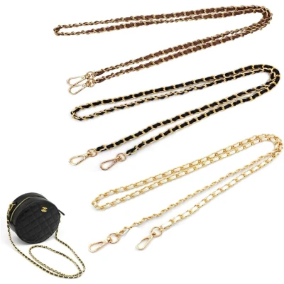 Afbeelding van Vervangende Ketting voor Handtas 3 Stuks Metalen Kettingriemen (Zwart Wit Bruin) met 120 cm Lengte Clutch Bag Portemonnee