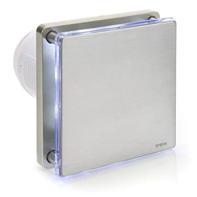 Afbeelding van STERR Zilver Badkamerventilator 100 mm met LED + TIMER Stille Moderne