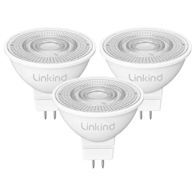 Afbeelding van Linkind Ledlampen, GU5.3, 12 V, 3,4 W, komt overeen met 35 traditionele lamp, warm wit 2700 K, 360 lm, 36 graden hoek, MR16 V AC/DC, niet dimbaar, 3 stuks